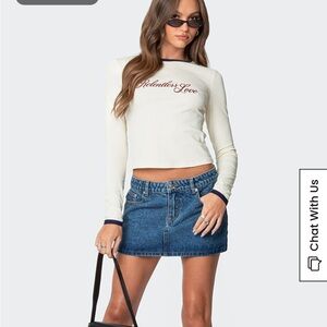 Edikted Chiara Dark Blue Denim Skirt